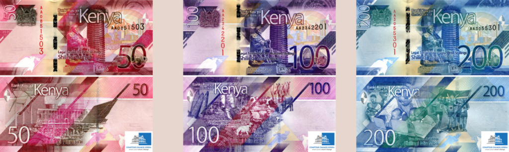 Acheter schillings kenyans : billets de 50, 100 et 200 schilling
